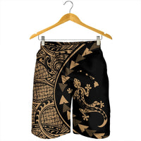 Hawaiian Map Gecko Tattoo Kakau Polynesian Men's Shorts Gold AH - Polynesian Pride