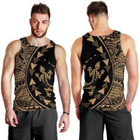 Hawaiian Map Gecko Tattoo Kakau Polynesian Tank Top Gold AH - Polynesian Pride