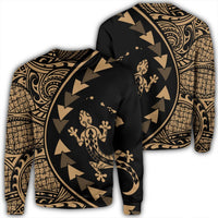 Hawaiian Map Gecko Tattoo Kakau Polynesian Sweatshirt Gold AH Unisex Black - Polynesian Pride