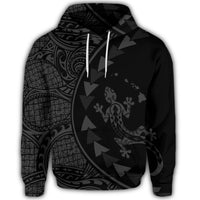 Hawaiian Map Gecko Tattoo Kakau Polynesian Hoodie Gray - Polynesian Pride