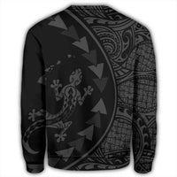Hawaiian Map Gecko Tattoo Kakau Polynesian Sweatshirt Gray AH - Polynesian Pride