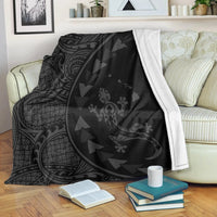 Hawaiian Map Gecko Tattoo Kakau Polynesian Premium Blankets Gray AH White - Polynesian Pride