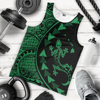 Hawaiian Map Gecko Tattoo Kakau Polynesian Tank Top Green AH - Polynesian Pride
