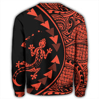 Hawaiian Map Gecko Tattoo Kakau Polynesian Sweatshirt Orange AH - Polynesian Pride