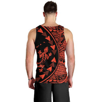 Hawaiian Map Gecko Tattoo Kakau Polynesian Tank Top Orange AH - Polynesian Pride