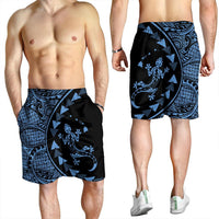 Hawaiian Map Gecko Tattoo Kakau Polynesian Men's Shorts Pastel Blue AH - Polynesian Pride