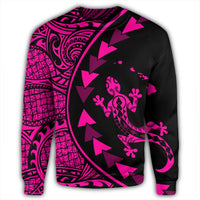 Hawaiian Map Gecko Tattoo Kakau Polynesian Sweatshirt Pink AH - Polynesian Pride