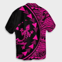 Hawaiian Map Gecko Tattoo Kakau Polynesian Hawaiian Shirt Pink AH - Polynesian Pride
