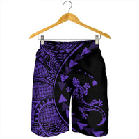 Hawaiian Map Gecko Tattoo Kakau Polynesian Men's Shorts Purple AH - Polynesian Pride