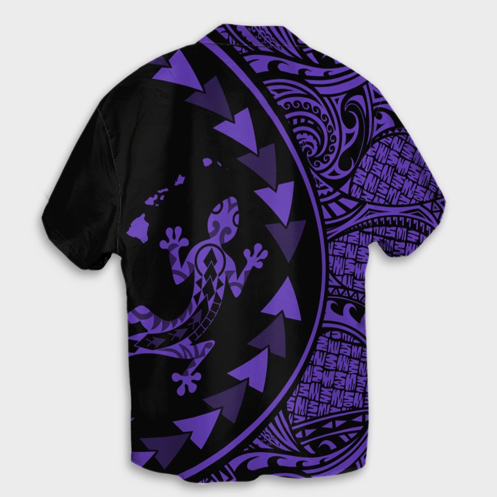 Hawaiian Map Gecko Tattoo Kakau Polynesian Hawaiian Shirt Purple AH - Polynesian Pride