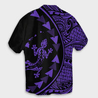 Hawaiian Map Gecko Tattoo Kakau Polynesian Hawaiian Shirt Purple AH - Polynesian Pride