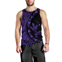 Hawaiian Map Gecko Tattoo Kakau Polynesian Tank Top Purple AH Black - Polynesian Pride