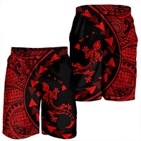 Hawaiian Map Gecko Tattoo Kakau Polynesian Men's Shorts Red AH - Polynesian Pride