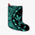 Hawaiian Map Gecko Tattoo Kakau Polynesian Christmas Stocking Turquoise AH Christmas Stocking 26 X 42 cm Black - Polynesian Pride