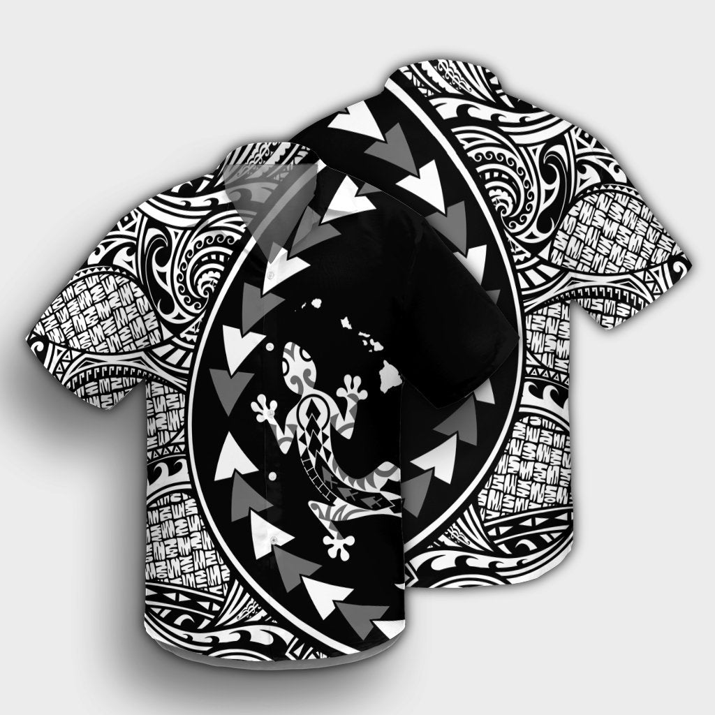Hawaiian Map Gecko Tattoo Kakau Polynesian Hawaiian Shirt White AH - Polynesian Pride