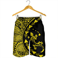 Hawaiian Map Gecko Tattoo Kakau Polynesian Men's Shorts Yellow AH - Polynesian Pride