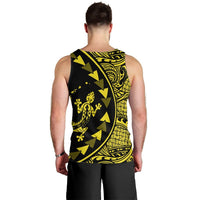 Hawaiian Map Gecko Tattoo Kakau Polynesian Tank Top Yellow AH - Polynesian Pride
