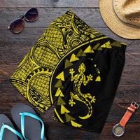 Hawaiian Map Gecko Tattoo Kakau Polynesian Men's Shorts Yellow AH Art - Polynesian Pride