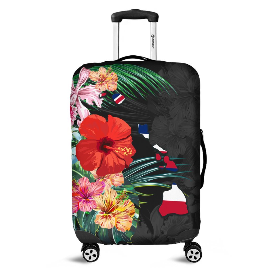 Hawaiian Map Hawaii Flag Hibiscus Polynesian Luggage Covers AH Black - Polynesian Pride