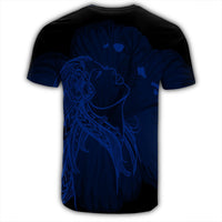 Hawaiian Map Heart Hula Girl Hibiscus Blue Polynesian T Shirt - Polynesian Pride