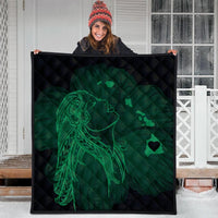 Hawaiian Map Heart Hula Girl Hibiscus Green Polynesian Premium Quilts - AH - Polynesian Pride