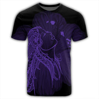 Hawaiian Map Heart Hula Girl Hibiscus Purple Polynesian T Shirt - Polynesian Pride