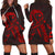 Hawaiian Map Heart Ribbon Cancer Hibiscus Red Polynesian Hoodie Dress - AH Black - Polynesian Pride