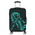 Hawaiian Map Heart Ribbon Cancer Hibiscus Turquoise Polynesian Luggage Covers - AH Black - Polynesian Pride