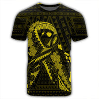 Hawaiian Map Heart Ribbon Cancer Hibiscus Yellow Polynesian T Shirt - Polynesian Pride