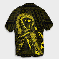Hawaiian Map Heart Ribbon Cancer Hibiscus Yellow Polynesian Hawaiian Shirt - AH - Polynesian Pride