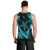 Hawaiian Map Hibiscus Turtle Fish Hook Polynesian Tank Top Blue - AH - Polynesian Pride