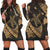 Hawaiian Map Hibiscus Turtle Fish Hook Polynesian Hoodie Dress Gold - AH Black - Polynesian Pride