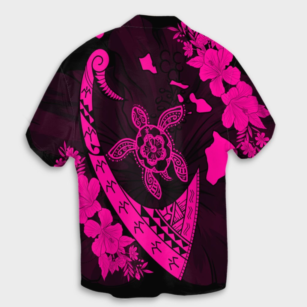 Hawaiian Map Hibiscus Turtle Fish Hook Polynesian Hawaiian Shirt Pink - AH - Polynesian Pride