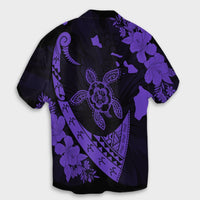 Hawaiian Map Hibiscus Turtle Fish Hook Polynesian Hawaiian Shirt Purple - AH - Polynesian Pride