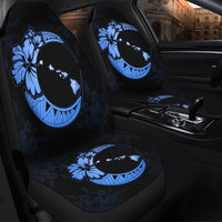 Hawaiian Map Hibiscus Turtle Polynesian Moon Car Seat Covers Blue - AH - Polynesian Pride