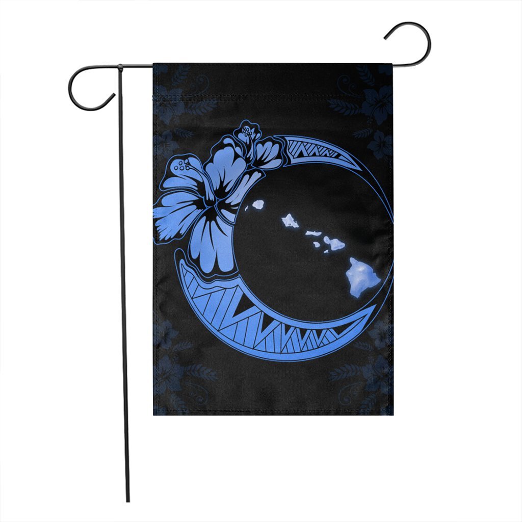 Hawaiian Map Hibiscus Turtle Polynesian Moon Flag Blue - AH - Polynesian Pride