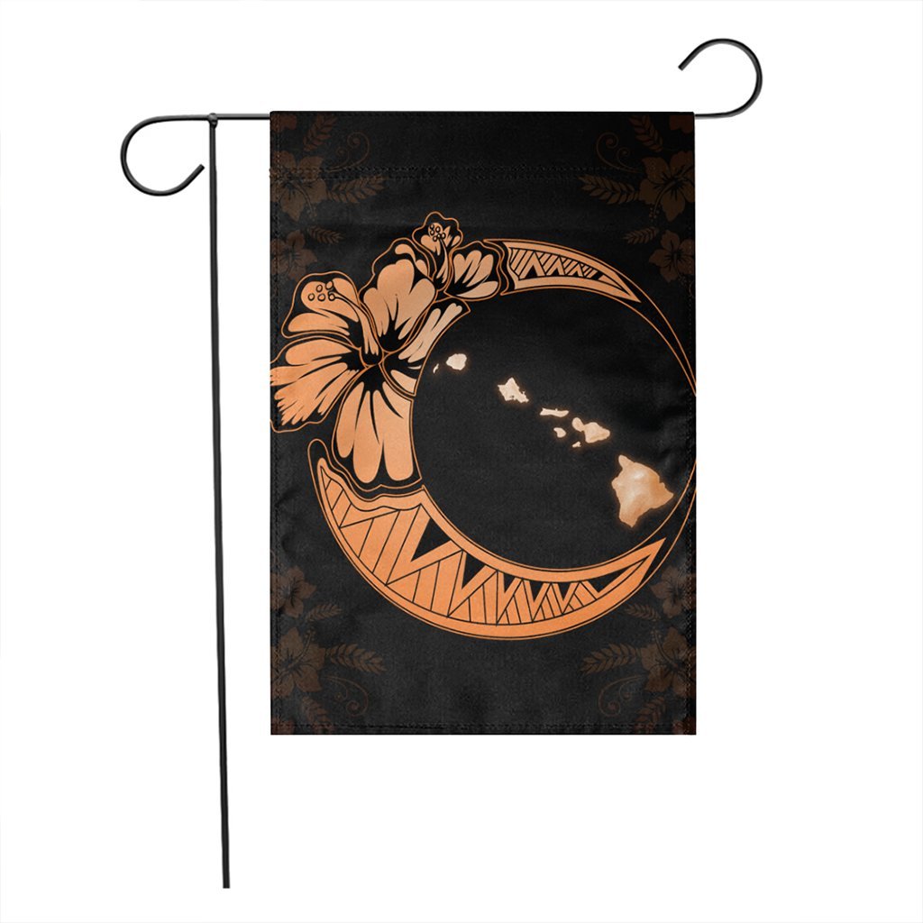 Hawaiian Map Hibiscus Turtle Polynesian Moon Flag Orange - AH - Polynesian Pride