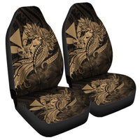 Hawaiian Map Hula Girl Hibiscus Kanaka Polynesian Car Seat Covers - Gold - AH Universal Fit Black - Polynesian Pride
