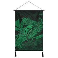 Hawaiian Map Hula Girl Hibiscus Kanaka Polynesian Hanging Poster - Green - AH Hanging Poster Cotton And Linen - Polynesian Pride