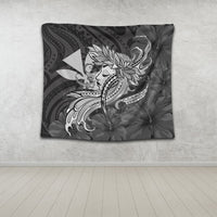 Hawaiian Map Hula Girl Hibiscus Kanaka Polynesian Tapestry - White - AH - Polynesian Pride