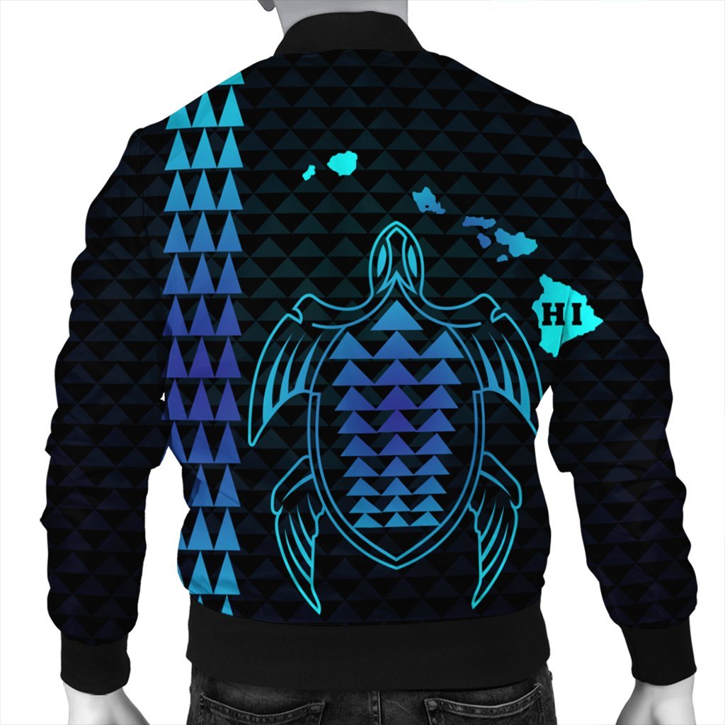 Hawaiian Map Kakau Turtle Polynesian Bomber Jacket - Blue - AH - Polynesian Pride