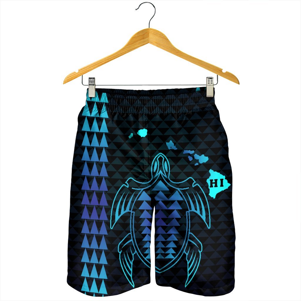 Hawaiian Map Kakau Turtle Polynesian Men's Shorts - Blue - AH - Polynesian Pride