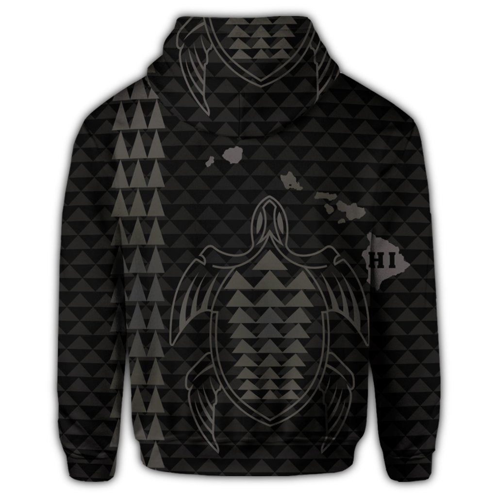 Hawaiian Map Kakau Turtle Polynesian Zip Hoodie Gray - Polynesian Pride