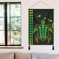 Hawaiian Map Kakau Turtle Polynesian Hanging Poster - Green - AH - Polynesian Pride