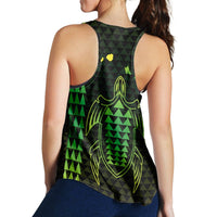 Hawaiian Map Kakau Turtle Polynesian Racerback Tank - Green - AH - Polynesian Pride
