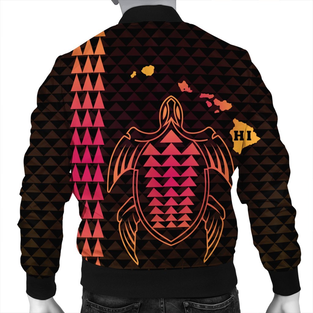 Hawaiian Map Kakau Turtle Polynesian Bomber Jacket - Orange - AH - Polynesian Pride