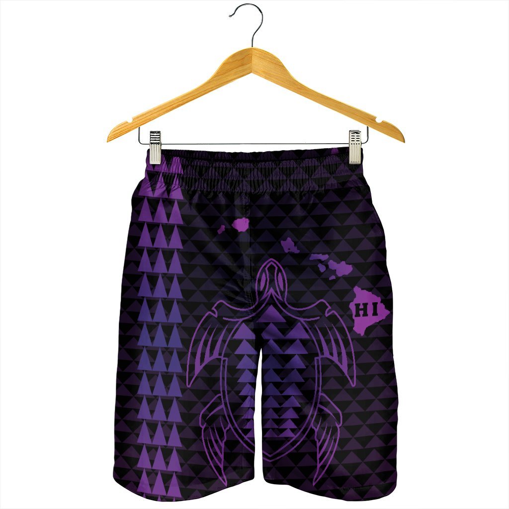 Hawaiian Map Kakau Turtle Polynesian Men's Shorts - Purple - AH - Polynesian Pride
