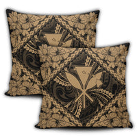 Hawaiian Map Kanaka Hibiscus Gold Polynesian Pillow Covers - AH - Polynesian Pride