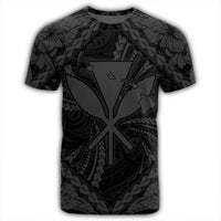 Hawaiian Map Kanaka Hibiscus Gray Polynesian T Shirt - Polynesian Pride