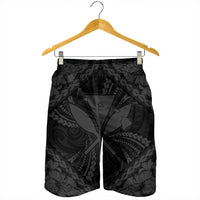 Hawaiian Map Kanaka Hibiscus Gray Polynesian Men's Shorts - AH - Polynesian Pride